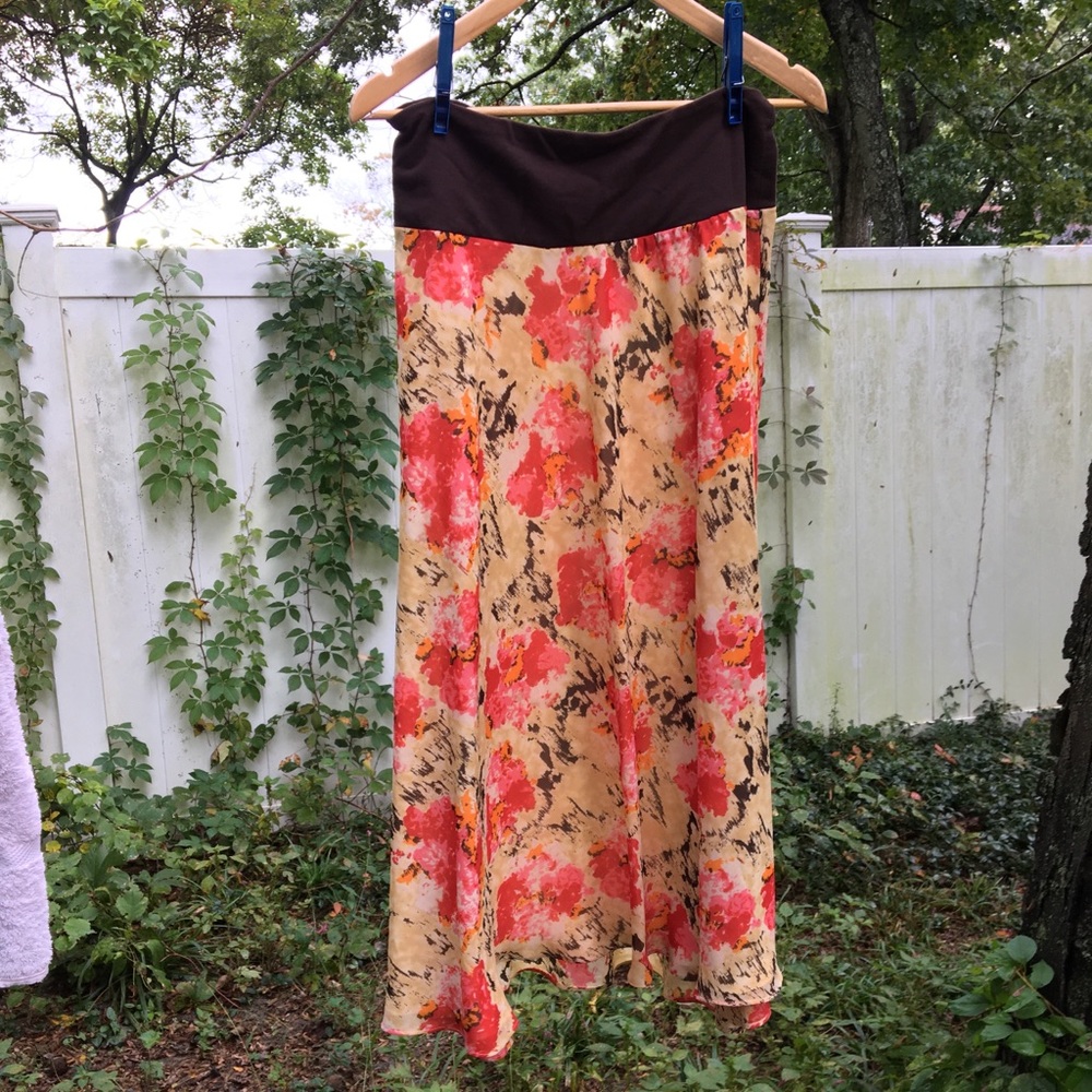 Jones New York pink floral maxi skirt